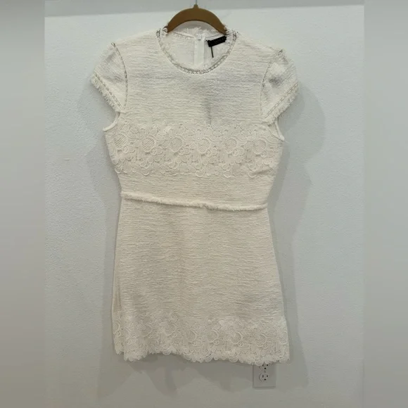 ZARA NWT White embroidered tweed mini dress | Size M - Picture 5 of 12
